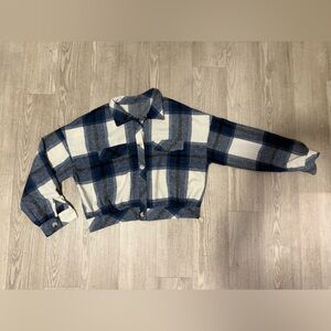 Blue and White Plaid Shirt